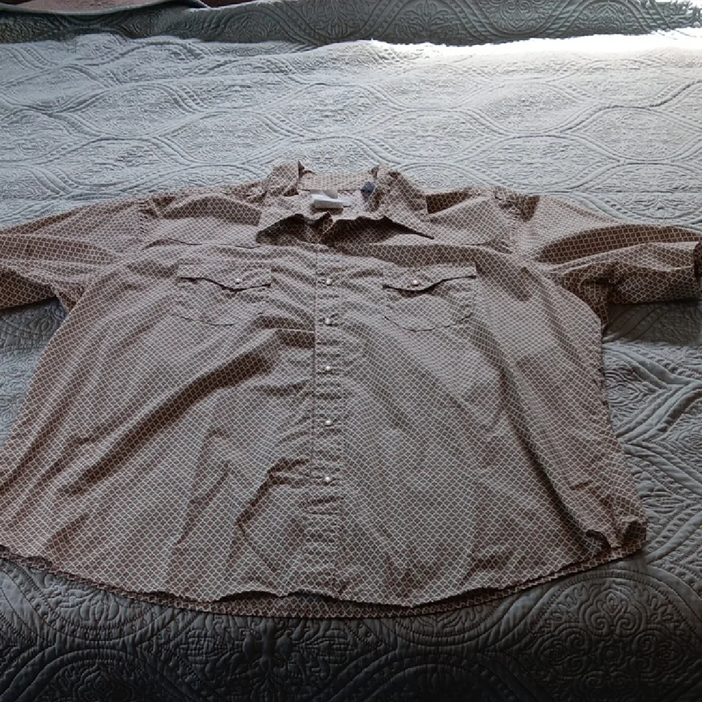 Wrangler Western Brown Patterned Pearl Snap Shirt XXL